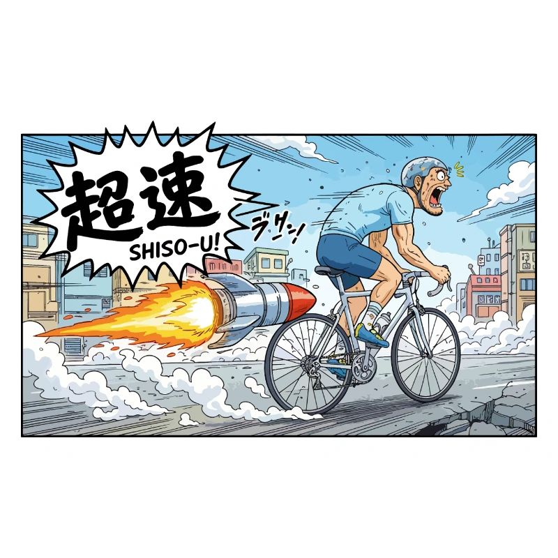 Hypervelocity-Radfahrer mit Raketenexplosion