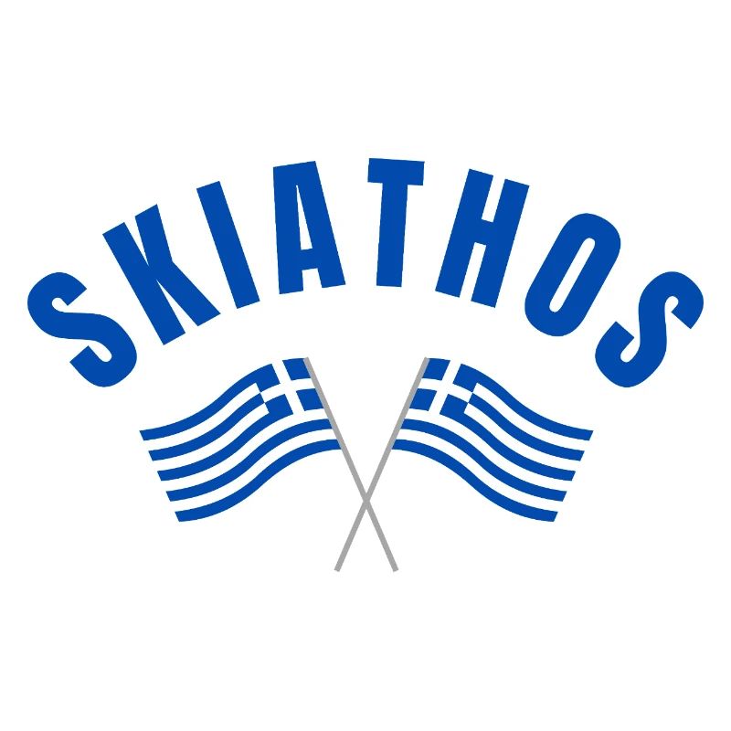 Skiathos kreuzte griechische Flaggen
