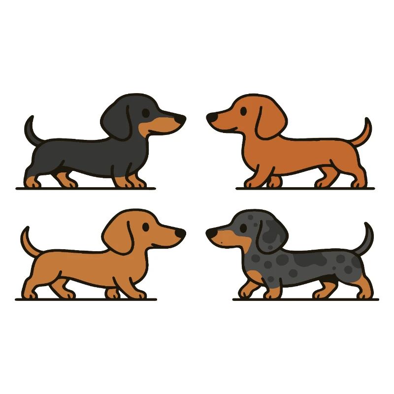 Niedliche Dackelhunde in Farbvarianten
