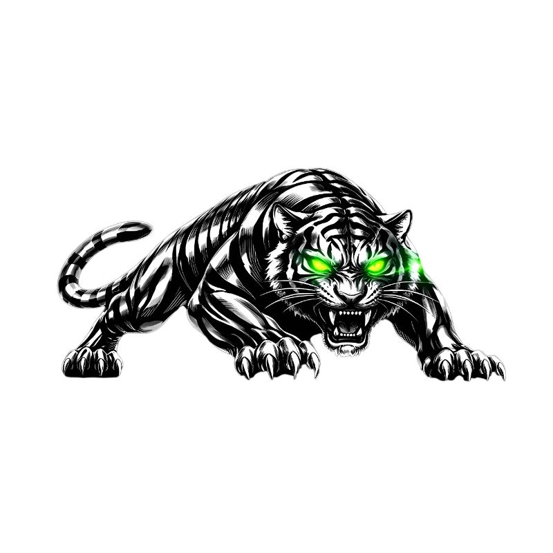 Schwarzer Tiger mit Neonaugen