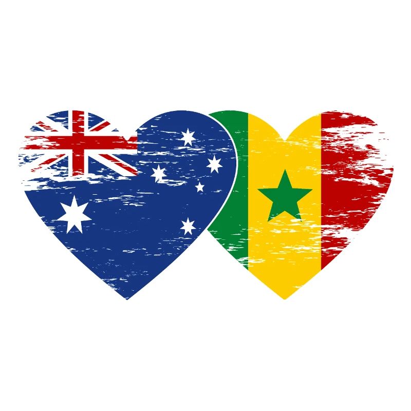 Australien Senegal Flagge Herz