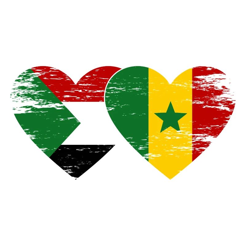Sudan Senegal Flagge Herz