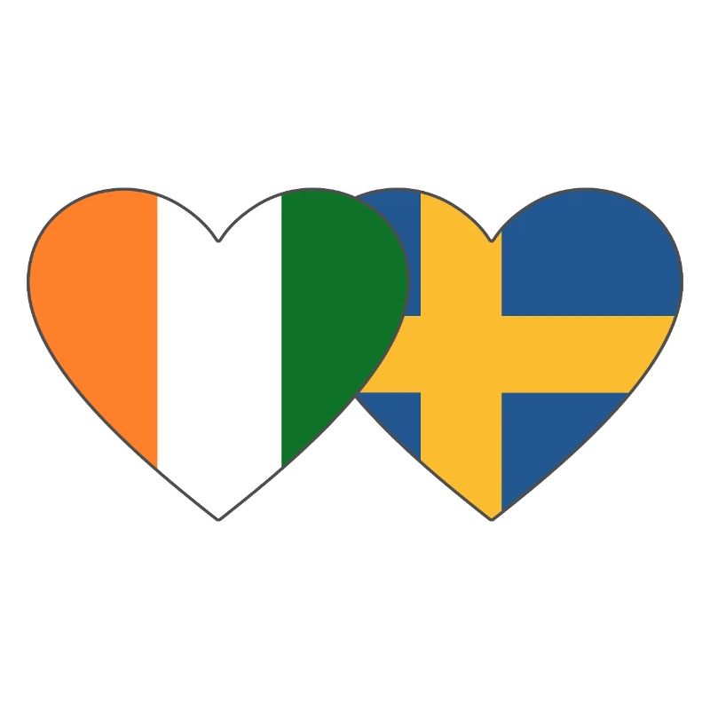 Elfenbeinküste Schweden Flagge Herz