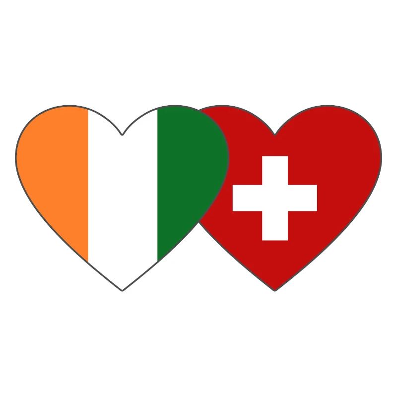 Elfenbeinküste Schweiz Flagge Herz