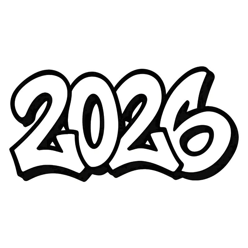 Jahreszahl 2026 Graffiti Design