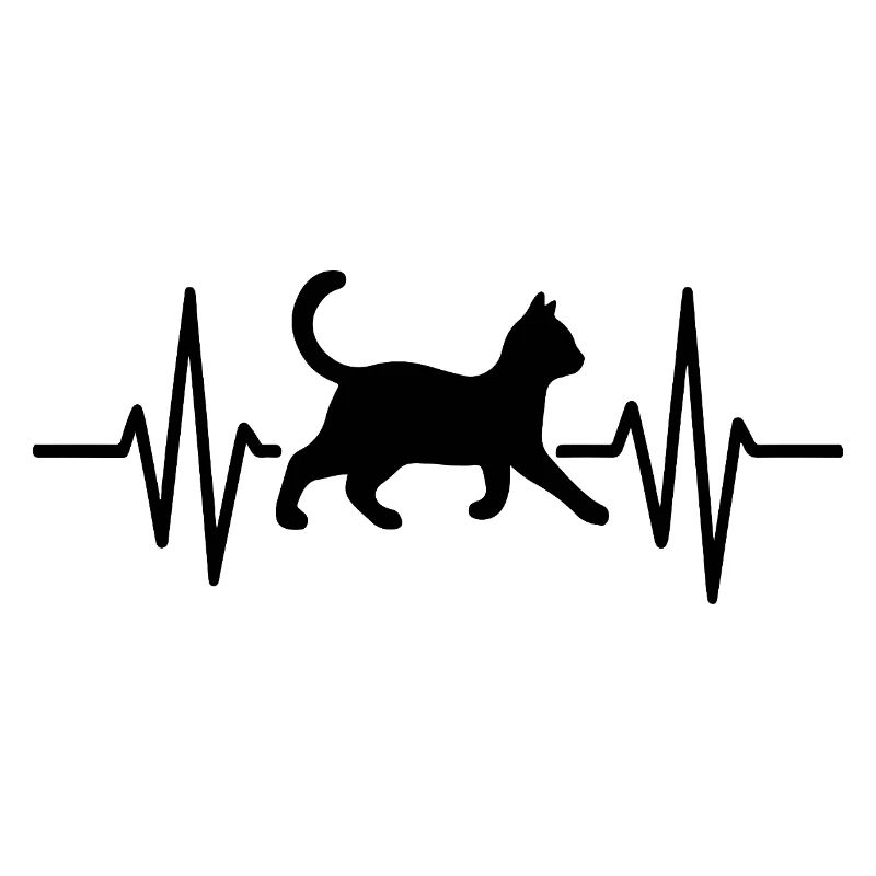 Battement de cœur de chat - conception minimale d’art au trait pour chat.