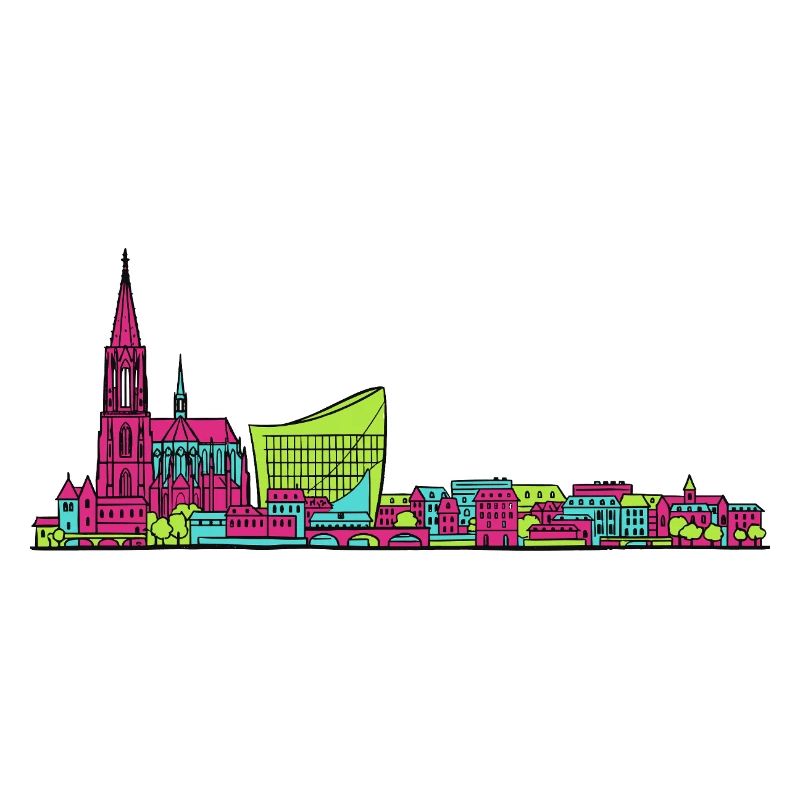 Straßburger Skyline Kathedrale Linienkunst