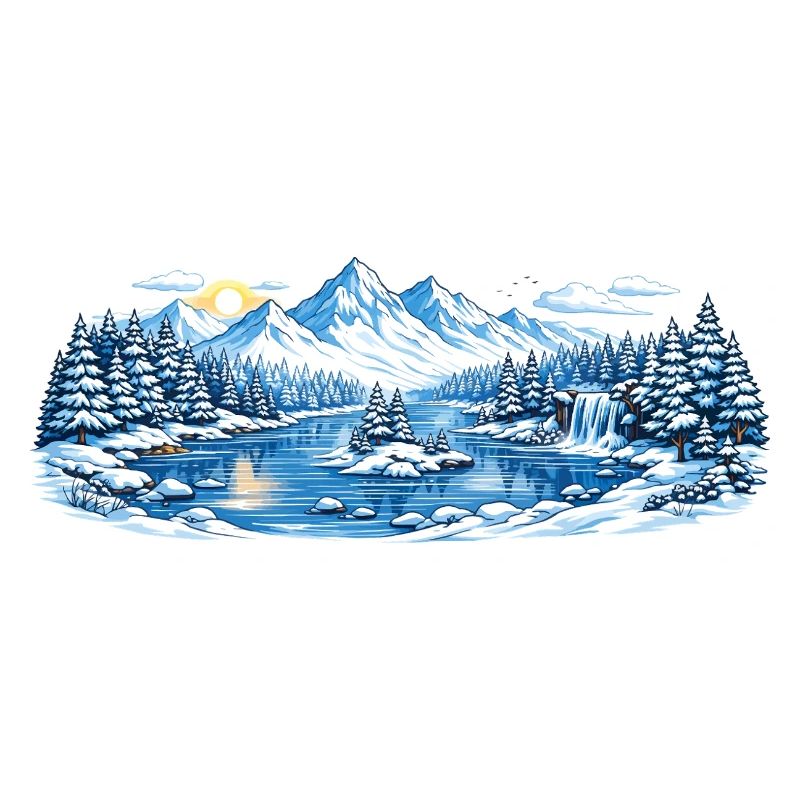 Winterliche Berglandschaft am See