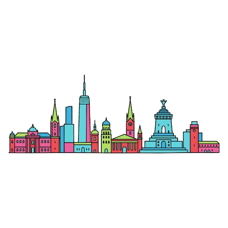 Leipziger Stadtsilhuettendenkmal Moderne Linienkunst