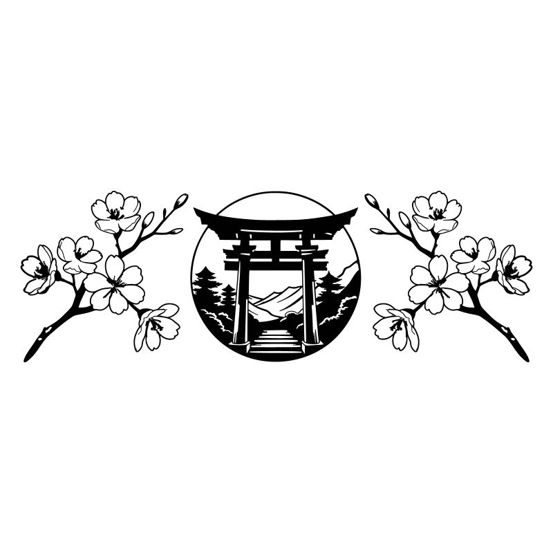 Japanischer Garten und Sakura-Blume