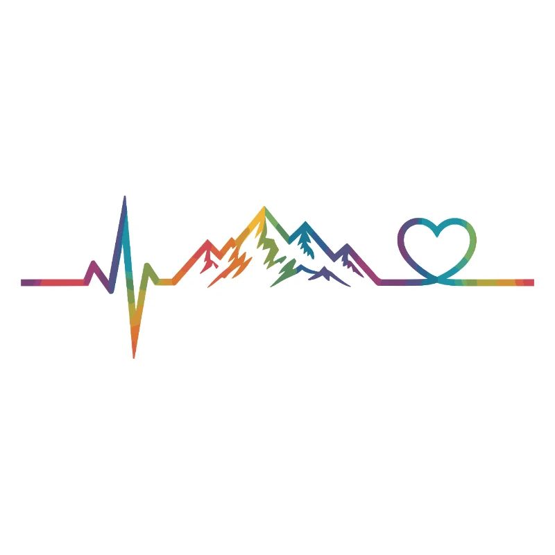 Bunte Berglandschaft mit Herzmotiv