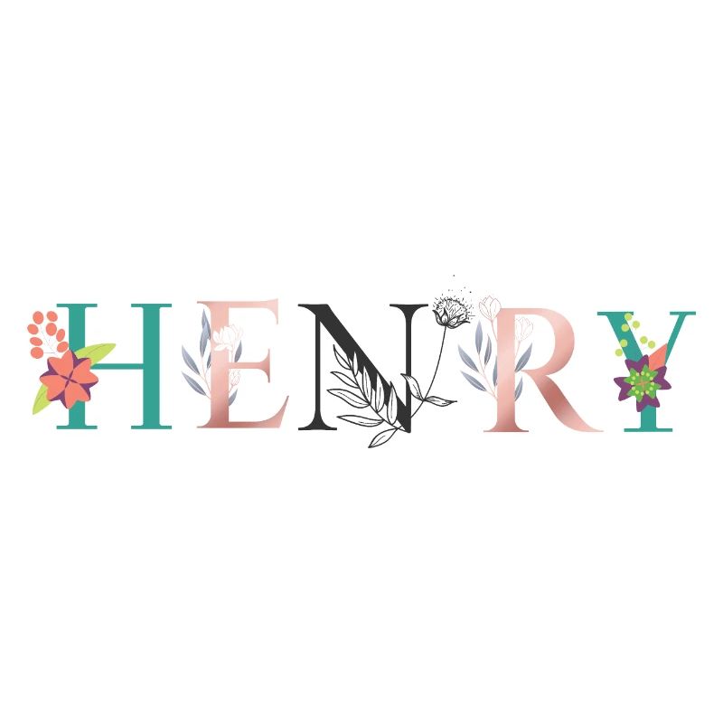 Art du nom HENRY avec fleurs brodées