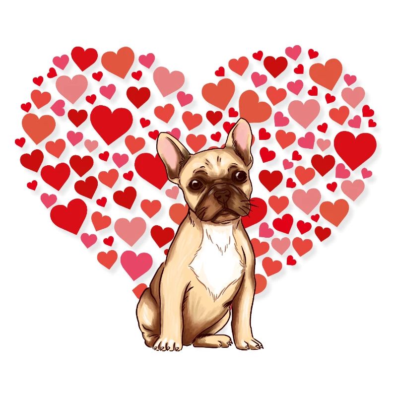 Hund mit Herz-Hintergrund