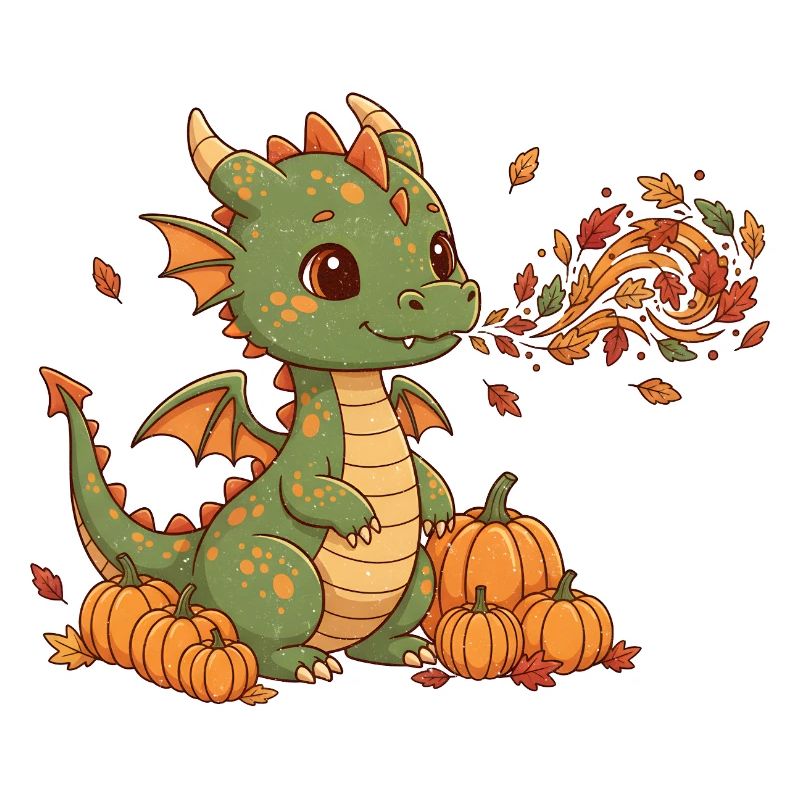 Herbstdrache mit Kürbissen