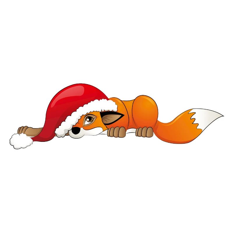 Fuchs mit Weihnachtsmütze