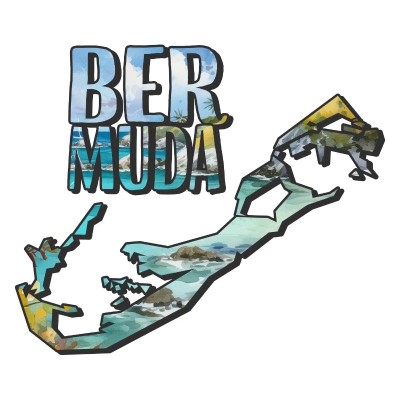 Aquarell Landkarte Bermuda