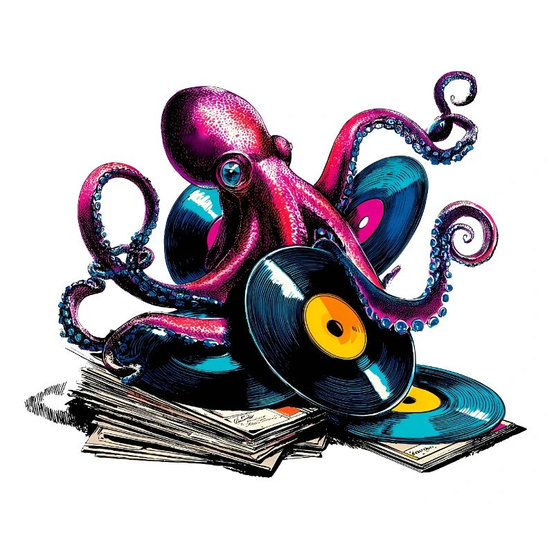 Farbenfroher Vinyl-Oktopus