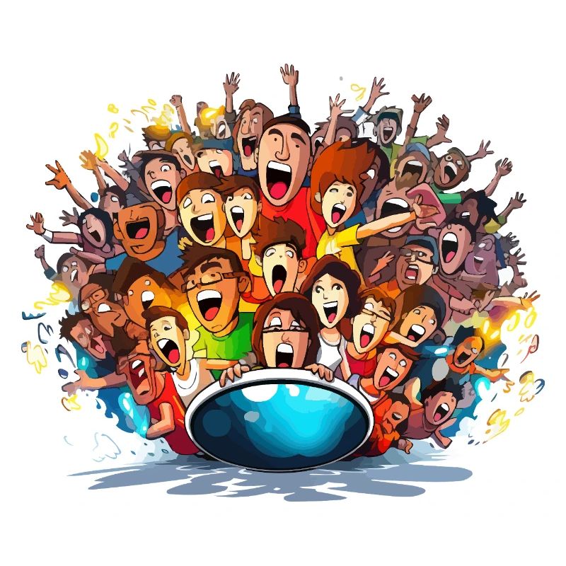 Jubelnde Massen auf Boot