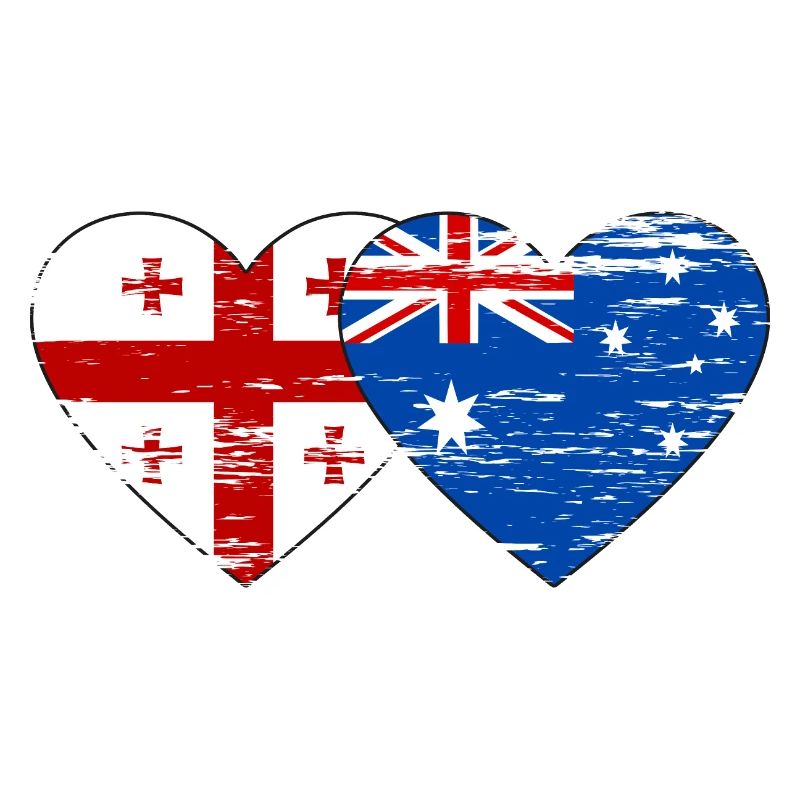 Drapeau de la Géorgie Australie Drapeau en forme de cœur utilisé