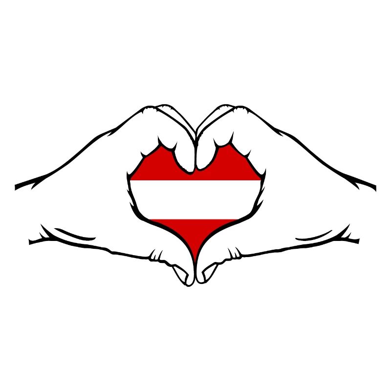 Austrian Flag Hands Heart Shape