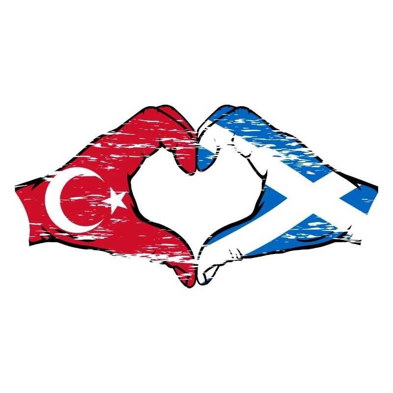 Turquie Ecosse drapeau mains forme de coeur utilisé