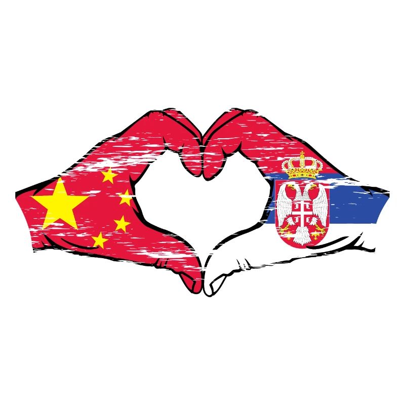 Chine Serbie drapeau mains forme coeur utilisé