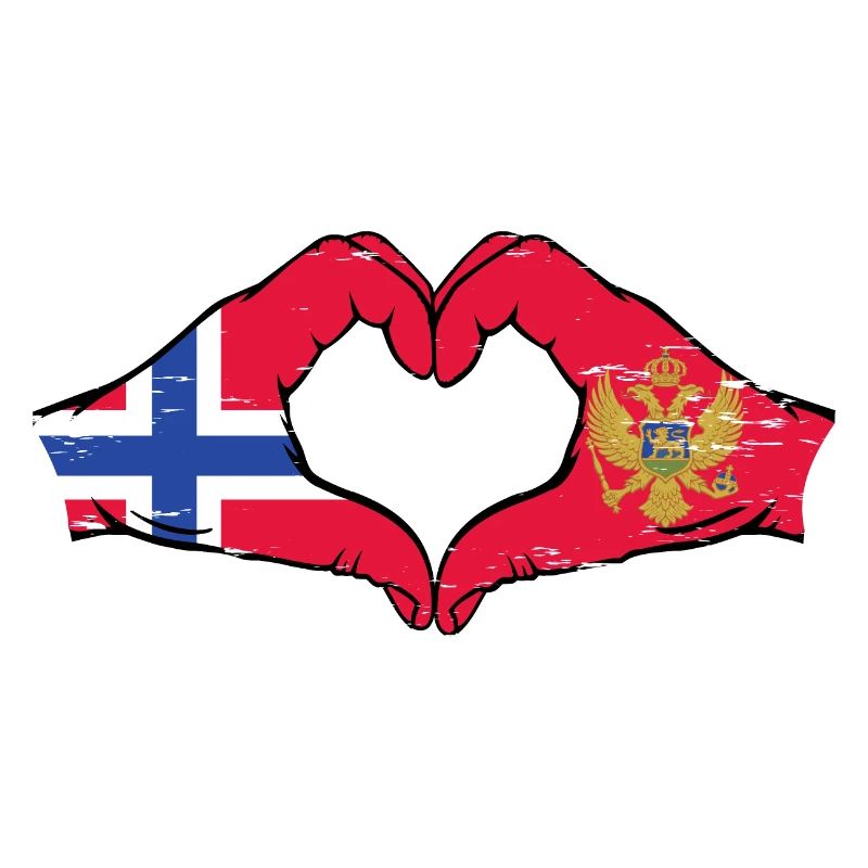 Norvège Monténégro drapeau mains forme coeur utilisé