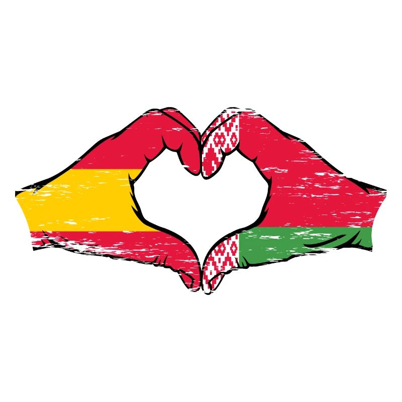 Espagne Biélorussie drapeau mains coeur utilisé