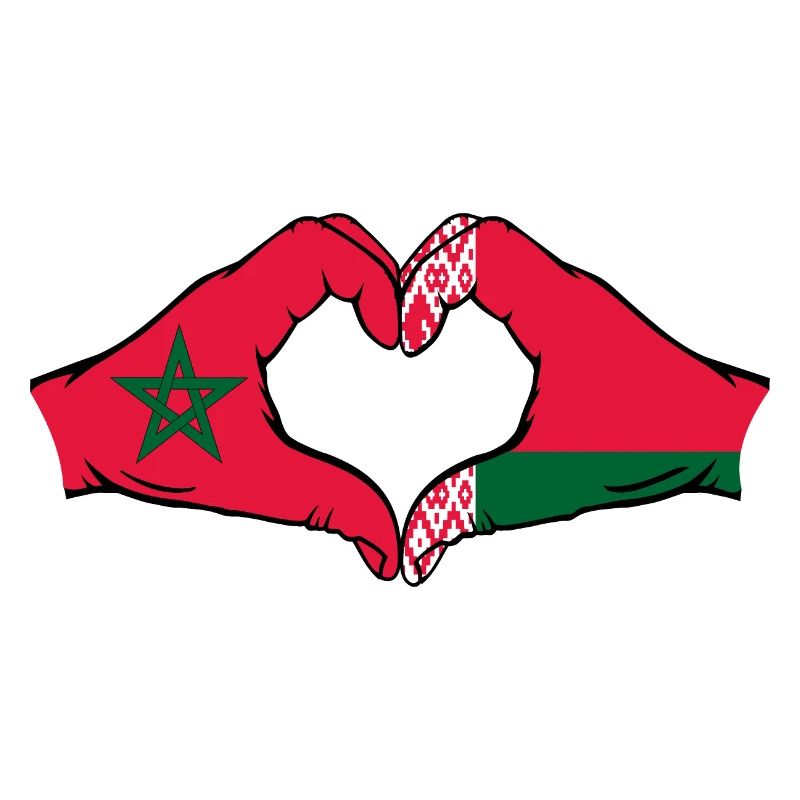Maroc Biélorussie Drapeau Mains Coeur Forme