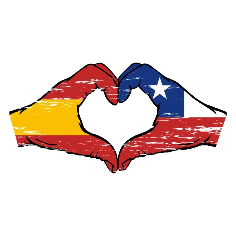 Espagne Drapeau Chili mains forme de coeur utilisé