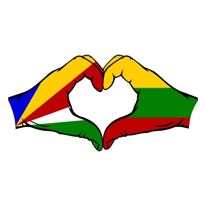 Seychelles Lithuania Flag Hands Heart Shape