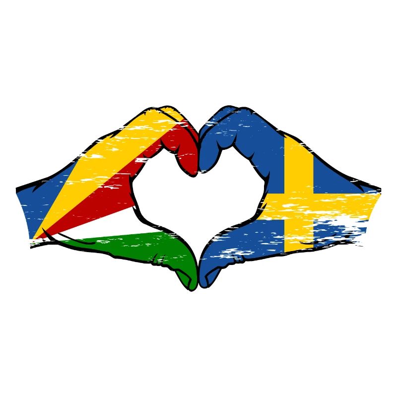 Seychelles Suède drapeau mains forme de coeur utilisé