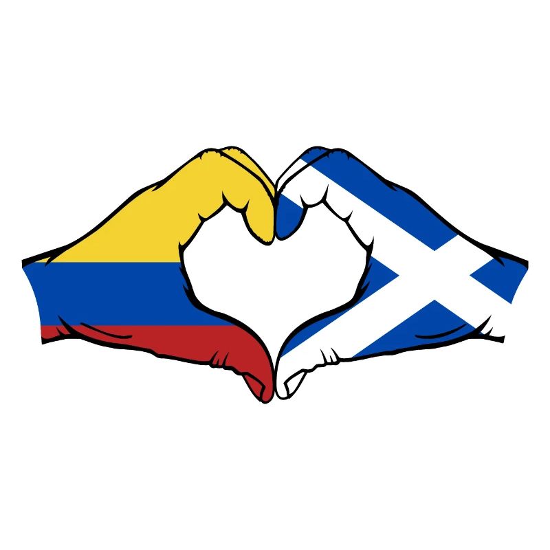 Colombie Ecosse Drapeau Mains Coeur Forme