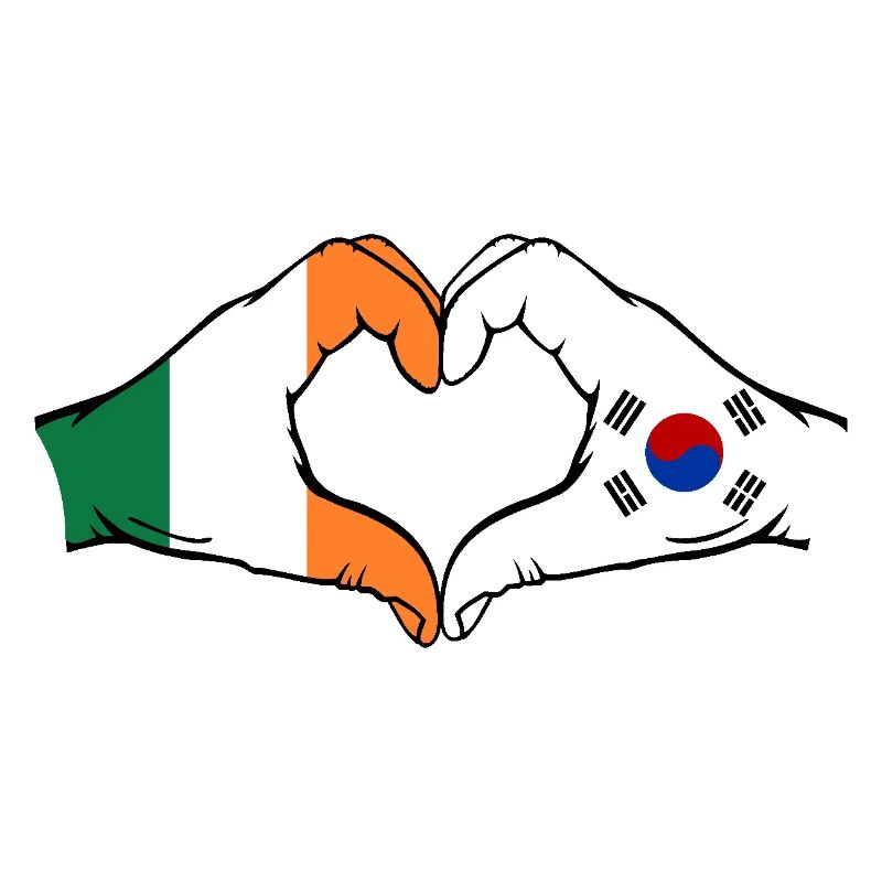 Irlande Corée du Sud Drapeau Mains Coeur Forme