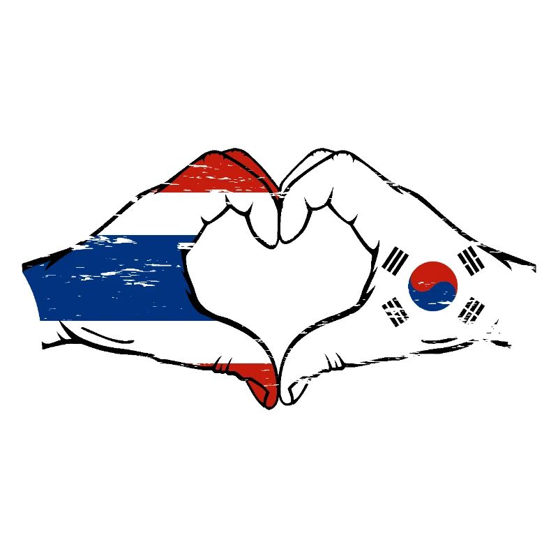 Thaïlande Corée du Sud Drapeau Mains Coeur Forme Utilisé