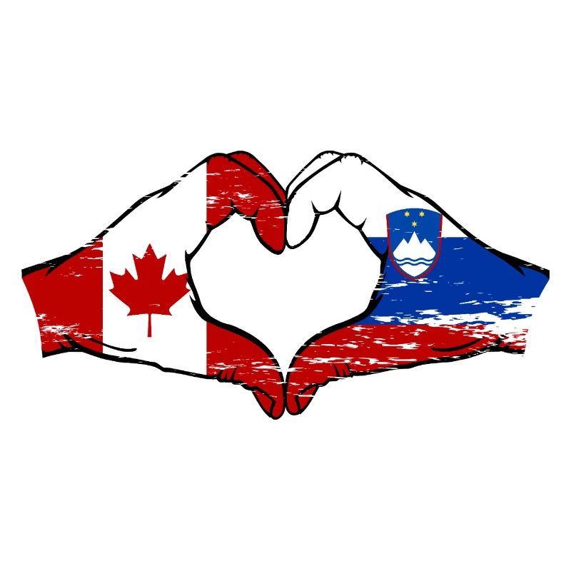 Canada Slovénie drapeau mains forme de coeur utilisé