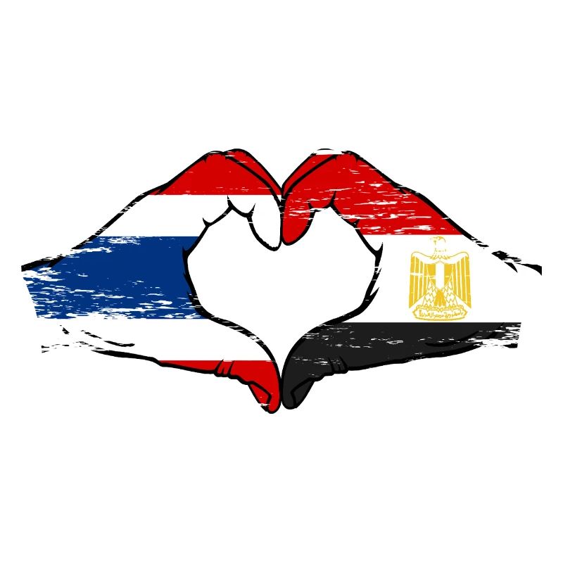 Thaïlande Égypte drapeau mains forme coeur utilisé