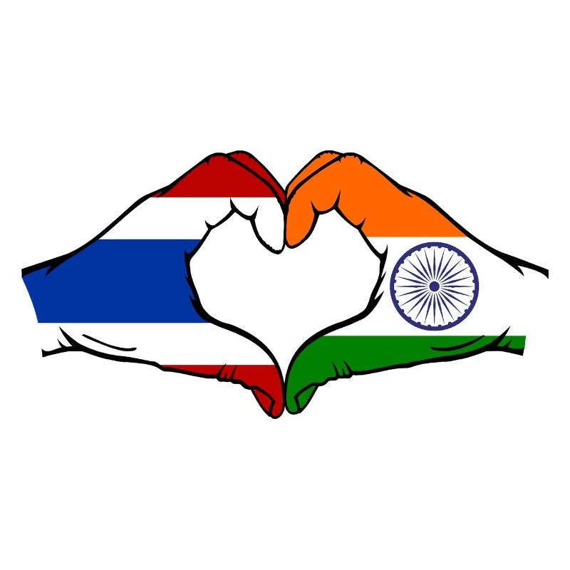 Thaïlande Inde Drapeau Mains Coeur Forme