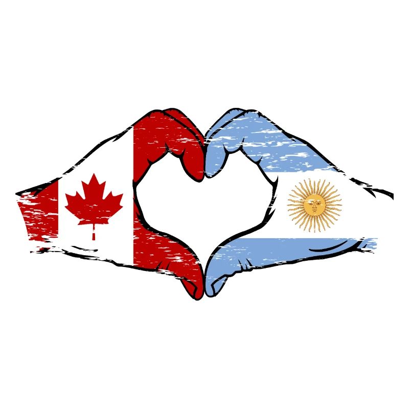 Canada Argentine drapeau mains forme de coeur utilisé