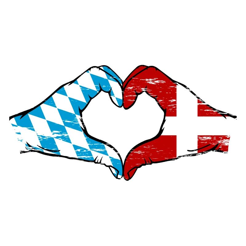 Bavière, Danemark, drapeau, aiguilles, forme de coeur utilisé