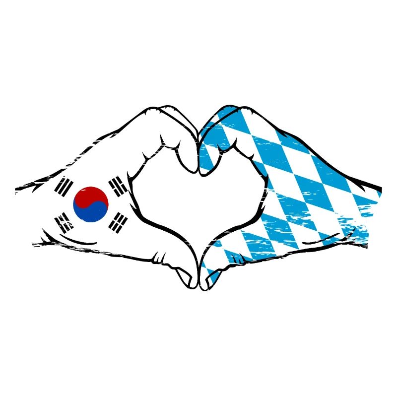 Corée du Sud Bavière Drapeau Mains Coeur Forme Utilisé
