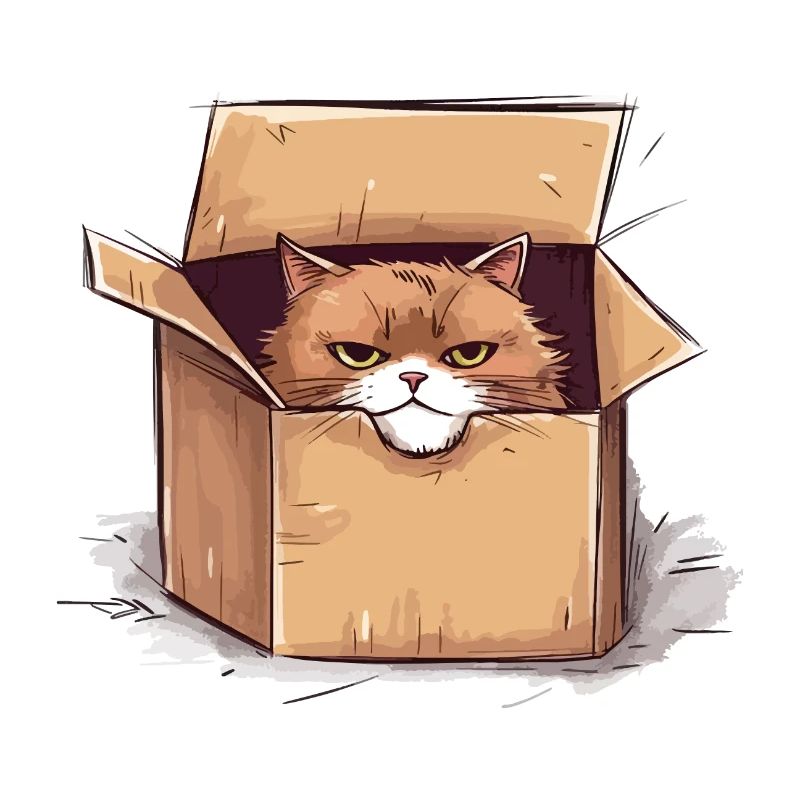 Cat grumpy grumpy grumpy sits in the box