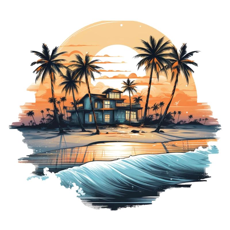 Vibrations de l’océan, vibrations de la plage, coucher de soleil sur la plage, oce