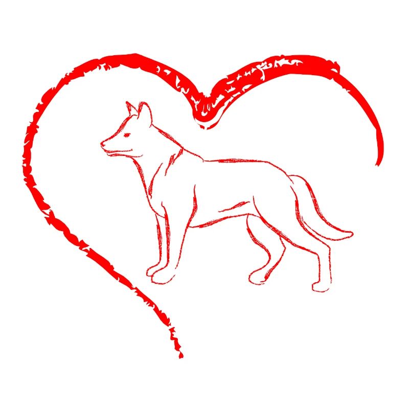 Herz mit Hund Silhouette