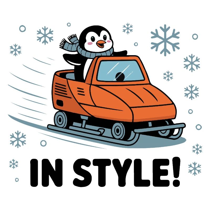Pinguin-Schneemobil mit Stil