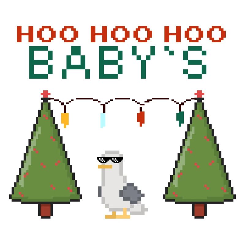 Pixel-Weihnachtsvogel mit Lichterketten