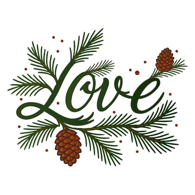 Love lettering with wintry fir branches