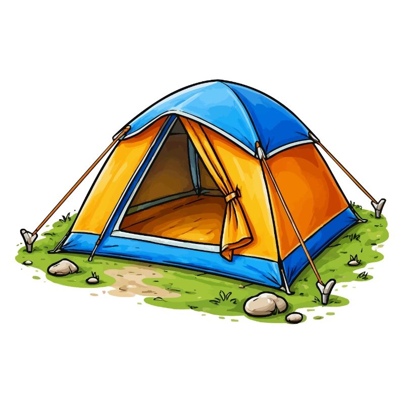 Campingzelt Cartoon Illustration