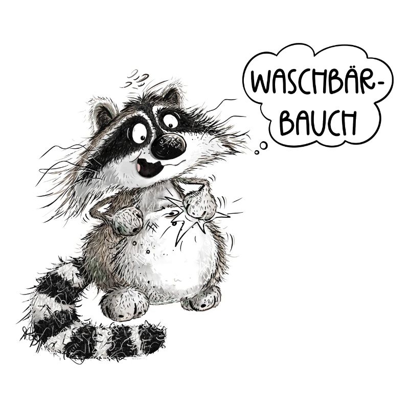 Lustiger Waschbär Waschbärbauch Waschbrettbauch