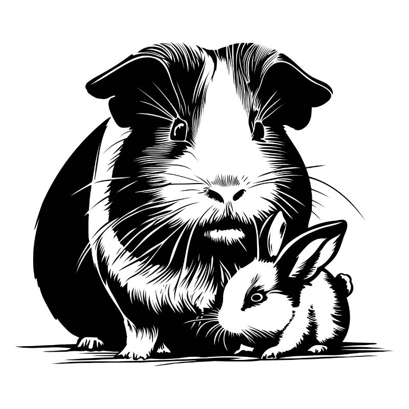 Meerschweinchen mit Stofftier Hase
